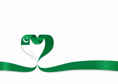 Pakistan bayrağı şerit kalp şeklinde. Vektör çizim.
