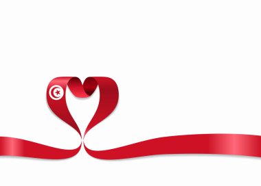 Tunisian flag heart-shaped ribbon. Vector illustration. clipart