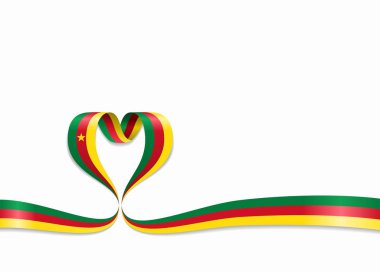 Kamerun bayrağı şerit kalp şeklinde. Vektör çizim.