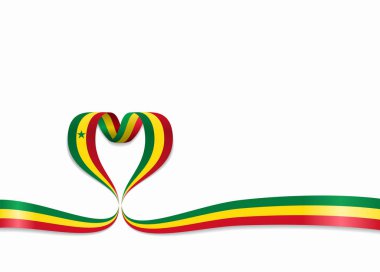 Senegal kalp şeklindeki Şerit bayrak. Vektör çizim.