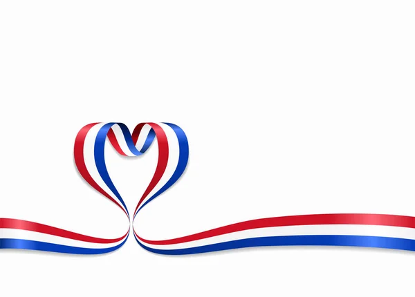 Dutch flag heart-shaped ribbon. Vector illustration. — Stock Vector