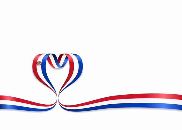 Nastro a forma di cuore con bandiera paraguaiana. Illustrazione vettoriale . — Vettoriale Stock