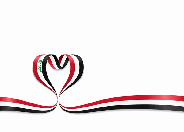 Iraqi flag heart-shaped ribbon. Vector illustration. — Stock Vector