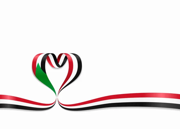 Cinta en forma de corazón con bandera sudanesa. Ilustración vectorial . — Archivo Imágenes Vectoriales