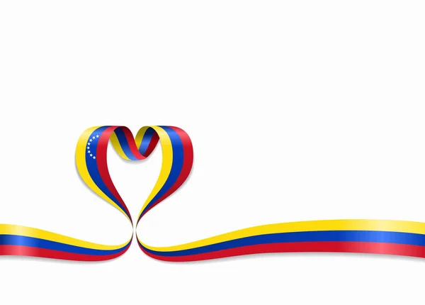 Venezuelan flag heart-shaped ribbon. Vector illustration. — Stock Vector