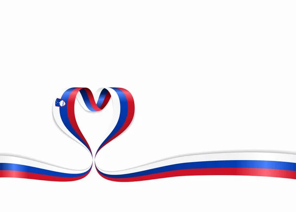 Ruban en forme de coeur drapeau slovène. Illustration vectorielle . — Image vectorielle