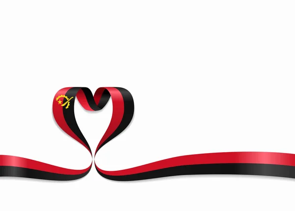 Angolan flag heart-shaped ribbon. Vector illustration. — Stock Vector