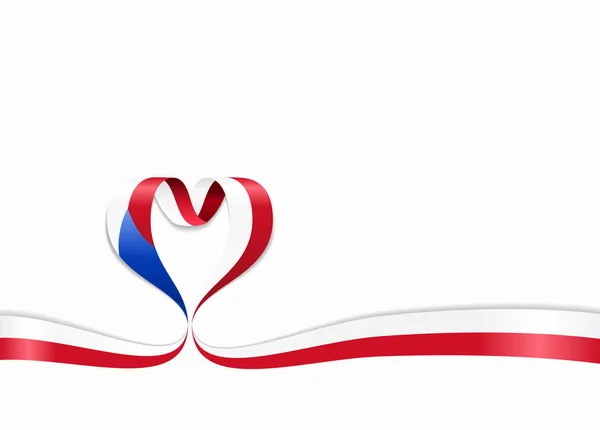 Czech flag heart-shaped ribbon. Vector illustration. — Stock Vector