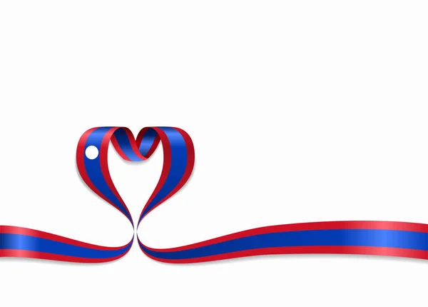 Laos flag heart-shaped ribbon. Vector illustration. — Stock Vector