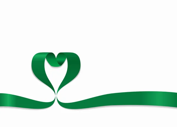 Libyjská vlajka ve tvaru srdce stuha. Vektorové ilustrace. — Stockový vektor