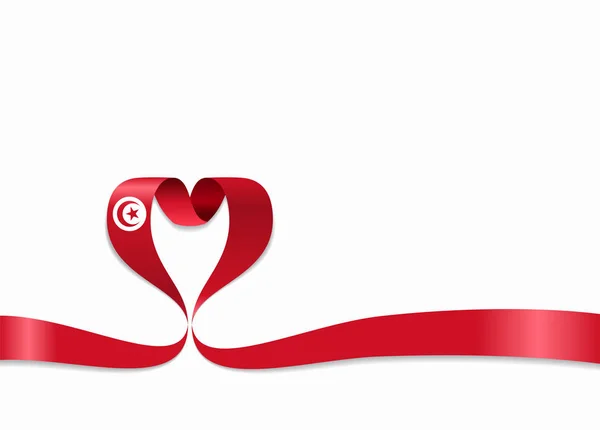 Тунисский флаг в форме сердечной ленты. Векторная иллюстрация . — стоковый вектор