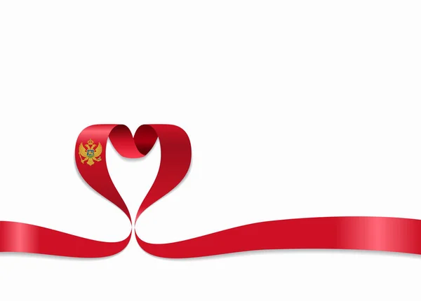 Cinta con forma de corazón de bandera montenegrina. Ilustración vectorial . — Archivo Imágenes Vectoriales