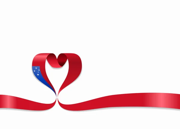 Samoan flag heart-shaped ribbon. Vector illustration. — Stock Vector