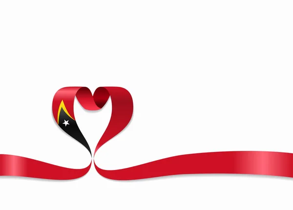 Ruban drapeau Timor-Leste en forme de coeur. Illustration vectorielle . — Image vectorielle