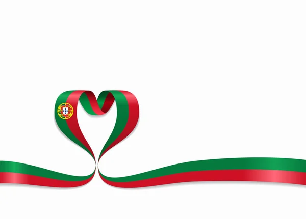 Portekizce kalp şeklindeki Şerit bayrak. Vektör çizim. — Stok Vektör