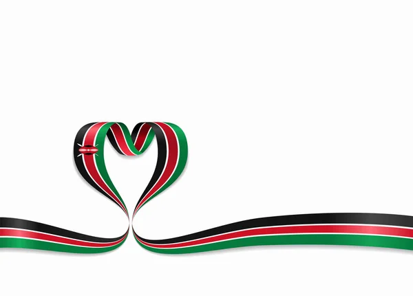 Σημαία της Κένυας κορδέλα σε σχήμα καρδιάς. Εικονογράφηση διάνυσμα. — Διανυσματικό Αρχείο