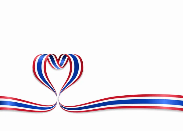 Thajská vlajka ve tvaru srdce stuha. Vektorové ilustrace. — Stockový vektor