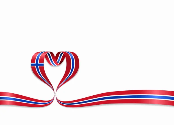 Νορβηγική σημαία κορδέλα σε σχήμα καρδιάς. Εικονογράφηση διάνυσμα. — Διανυσματικό Αρχείο