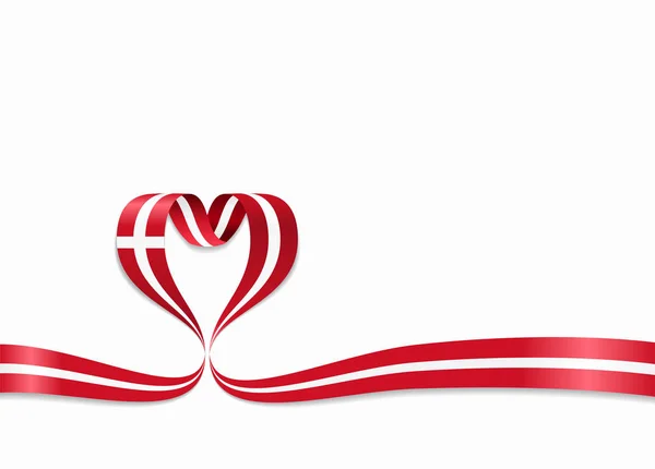 Danish flag heart-shaped ribbon. Vector illustration. — Stock Vector