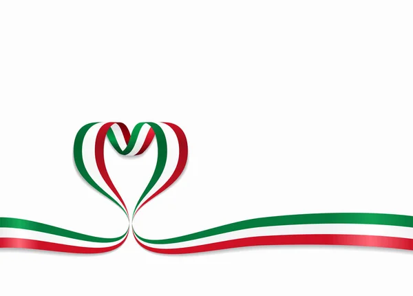 Nastro bandiera italiana a forma di cuore. Illustrazione vettoriale . — Vettoriale Stock