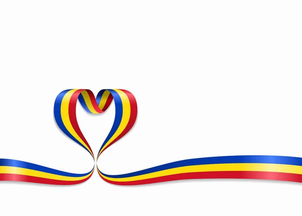 Cinta con forma de corazón de bandera rumana. Ilustración vectorial . — Archivo Imágenes Vectoriales