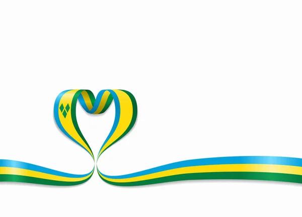 Saint Vincent e Grenadine bandiera a forma di cuore nastro. Illustrazione vettoriale . — Vettoriale Stock