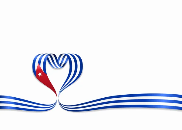 Nastro a forma di cuore con bandiera cubana. Illustrazione vettoriale . — Vettoriale Stock