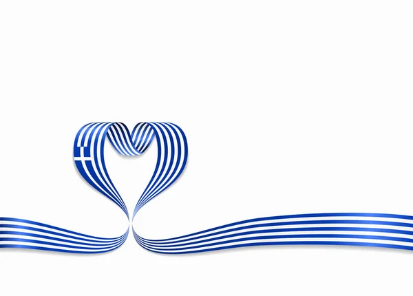 ギリシャ国旗ハートのリボン。ベクトル図. — ストックベクタ
