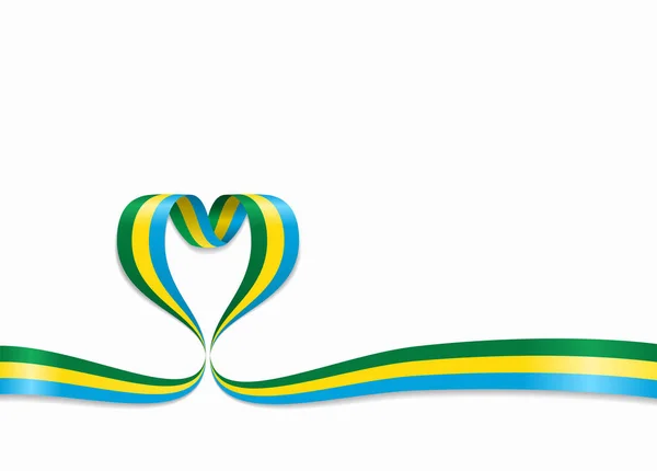 Cinta en forma de corazón de la bandera de Gabón. Ilustración vectorial . — Archivo Imágenes Vectoriales
