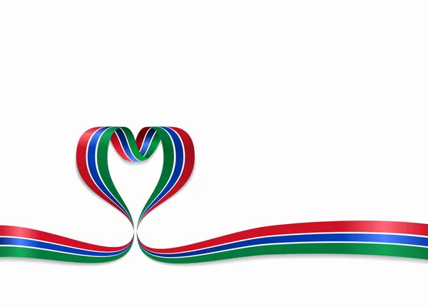 Gambian flag heart-shaped ribbon. Vector illustration. — Stock Vector