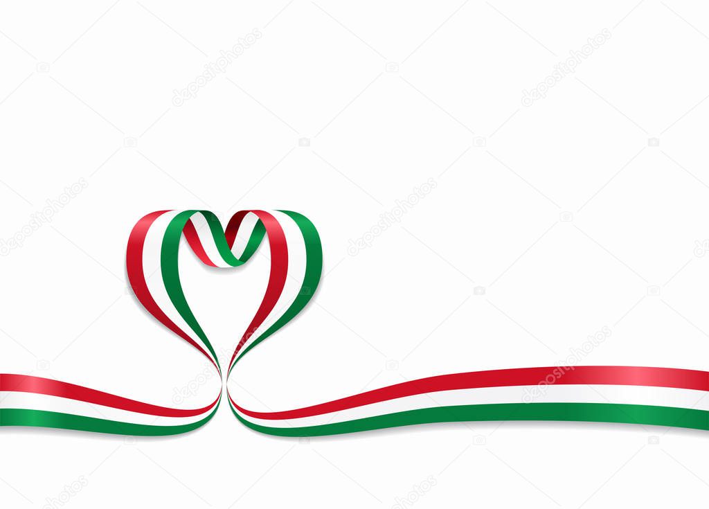 Hungarian flag heart-shaped ribbon. Vector illustration.