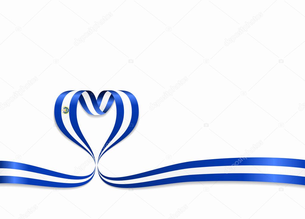 El Salvador flag heart-shaped ribbon. Vector illustration.