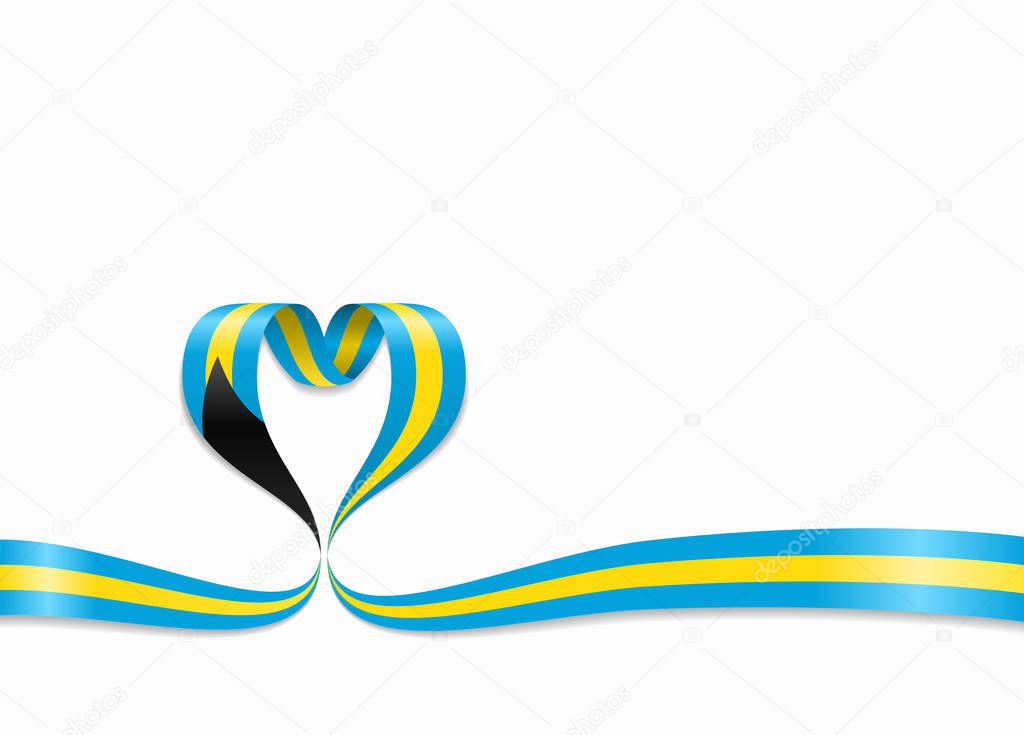 Bahamas flag heart-shaped ribbon. Vector illustration.