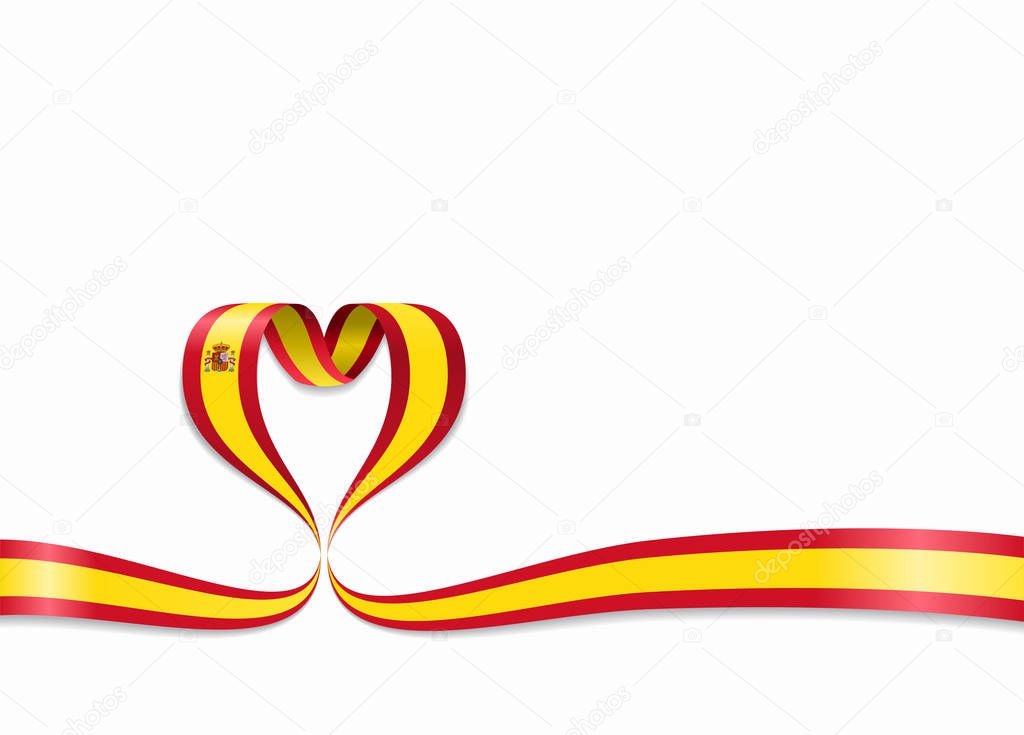 Spanish flag heart-shaped ribbon. Vector illustration.