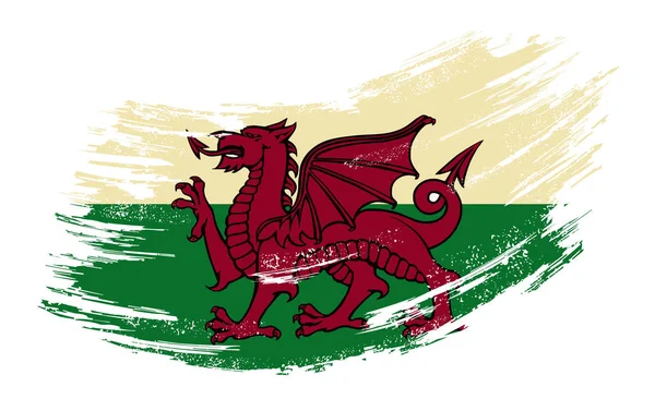 Welsh flag grunge brush background. Vector illustration. — Stok Vektör