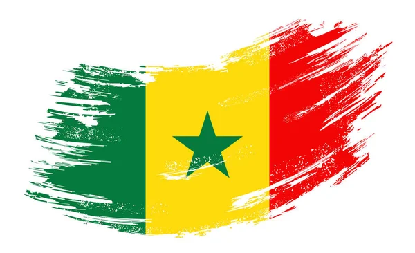 Senegalese flag grunge brush background. Vector illustration. — 图库矢量图片