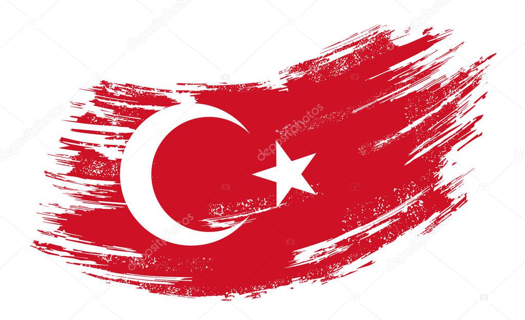 Turkish flag grunge brush background. Vector illustration.