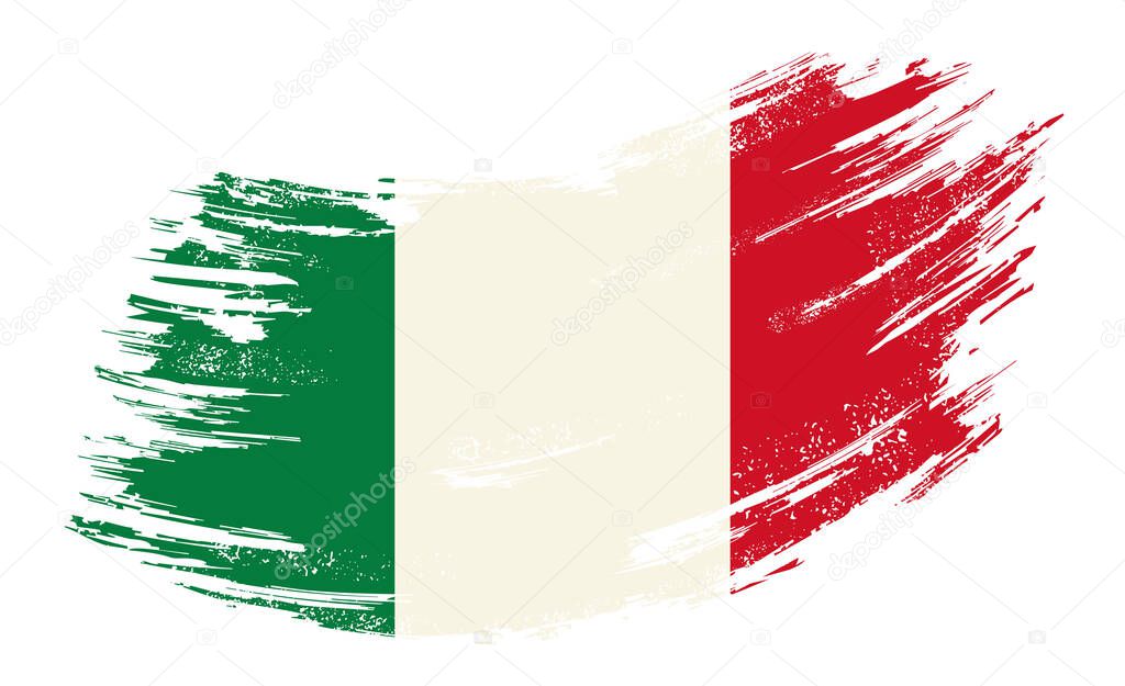 Italian flag grunge brush background. Vector illustration.