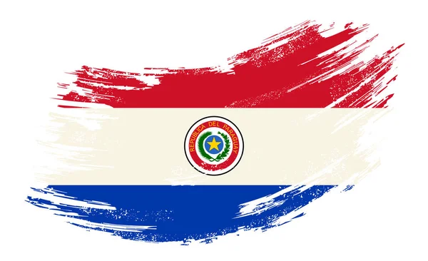 Bandera paraguaya grunge brush background. Ilustración vectorial . — Vector de stock