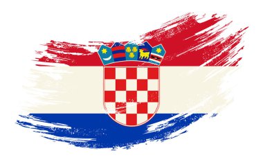 Croatian flag grunge brush background. Vector illustration.