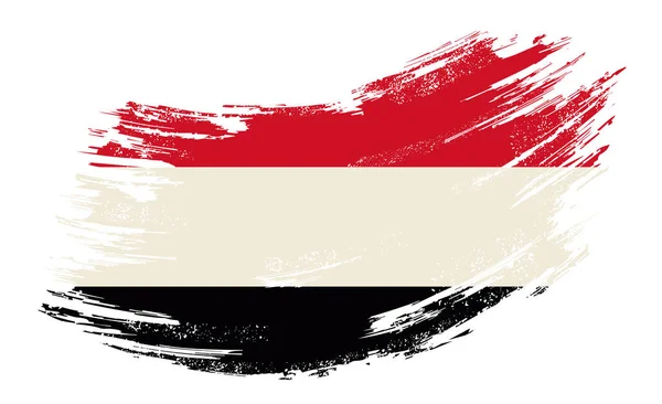 Yemeni flag grunge brush background. Vector illustration. — 图库矢量图片