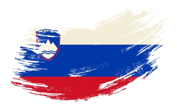 Slovenian flag grunge brush background. Vector illustration. — Stok Vektör