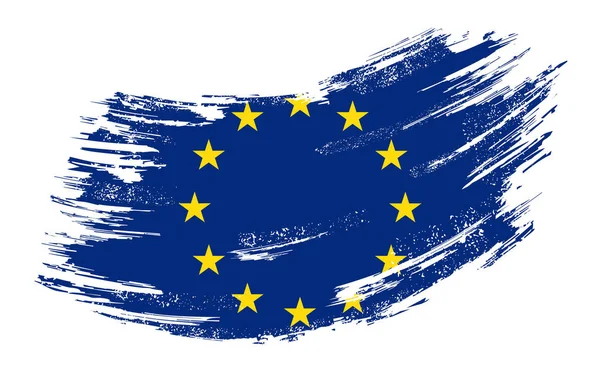 Unione europea bandiera grunge pennello sfondo. Illustrazione vettoriale . — Vettoriale Stock