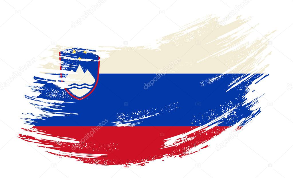 Slovenian flag grunge brush background. Vector illustration.