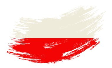 Polish flag grunge brush background. Vector illustration.