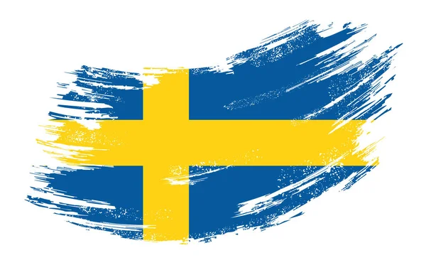 Swedish flag grunge brush background. Vector illustration. — ストックベクタ