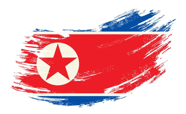 North Korean flag grunge brush background. Vector illustration. — 图库矢量图片