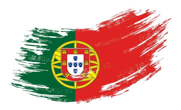 Portuguese flag grunge brush background. Vector illustration. — Stock Vector