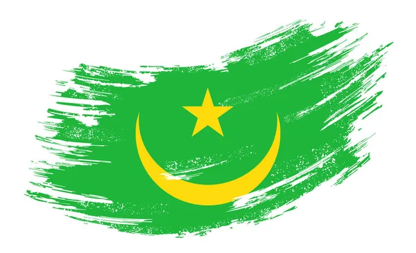 Bandera de Mauritania grunge brush background. Ilustración vectorial . — Archivo Imágenes Vectoriales