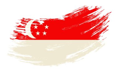 Singapore flag grunge brush background. Vector illustration.